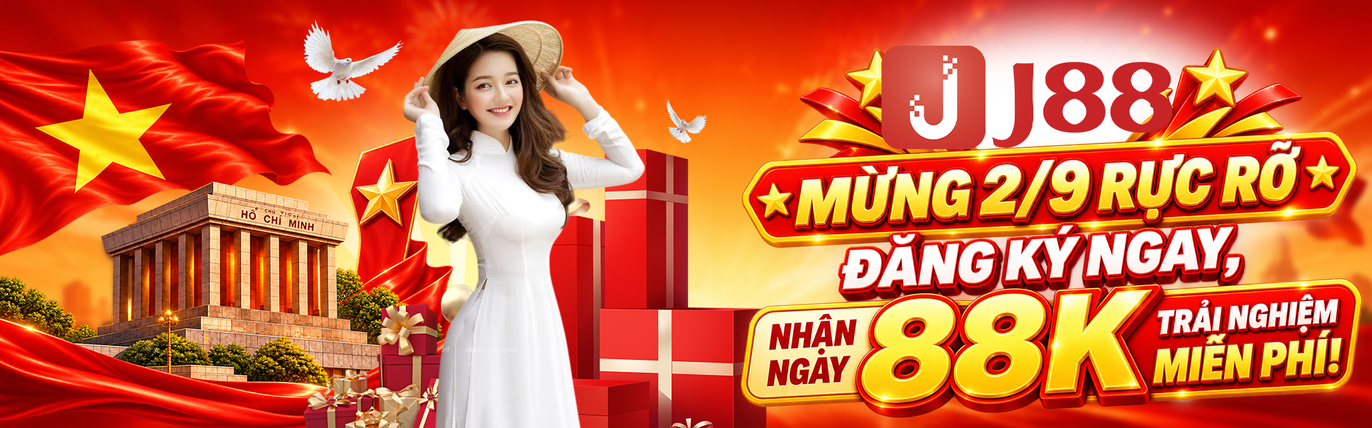 j88 mừng ngày 2/9 rực rỡ đăng ký ngay nhận 88k trải nghiệm miễn phí